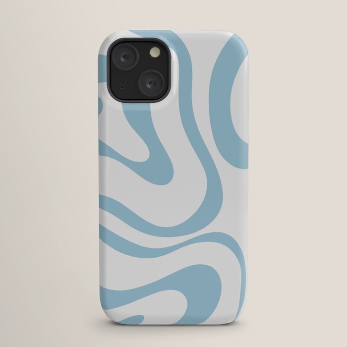 Retro Modern Liquid Swirl Abstract Pattern Square in Light Blue and White iPhone Case Gallery Image 17