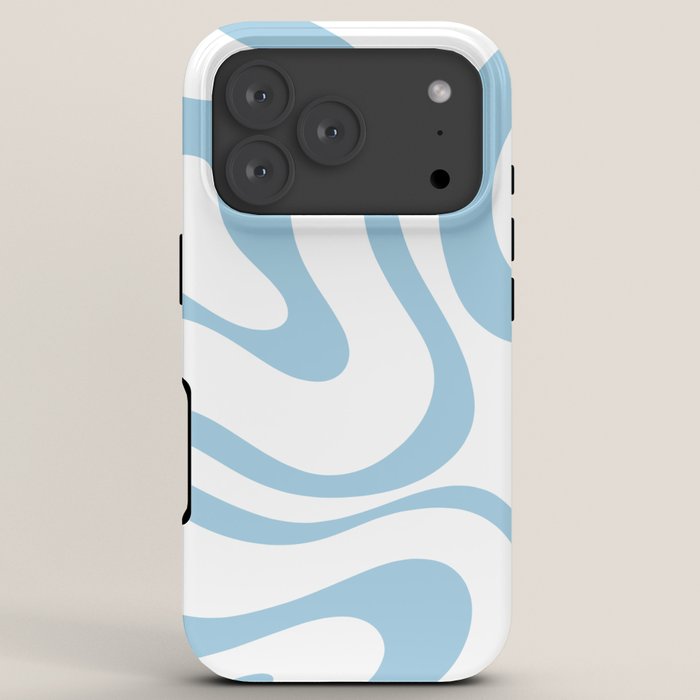 Retro Modern Liquid Swirl Abstract Pattern Square in Light Blue and White iPhone Case Gallery Image 7