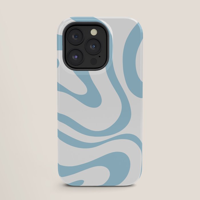 Retro Modern Liquid Swirl Abstract Pattern Square in Light Blue and White iPhone Case Gallery Image 27