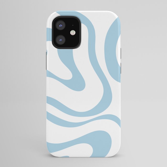 Retro Modern Liquid Swirl Abstract Pattern Square in Light Blue and White iPhone Case Gallery Image 42