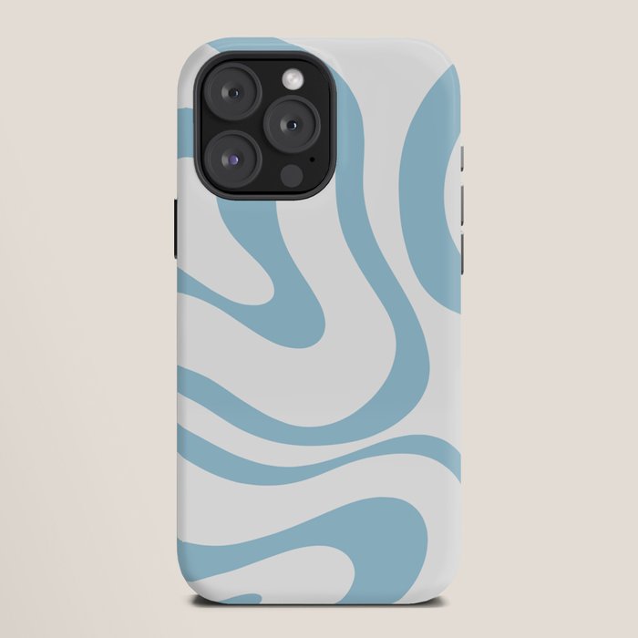 Retro Modern Liquid Swirl Abstract Pattern Square in Light Blue and White iPhone Case Gallery Image 12