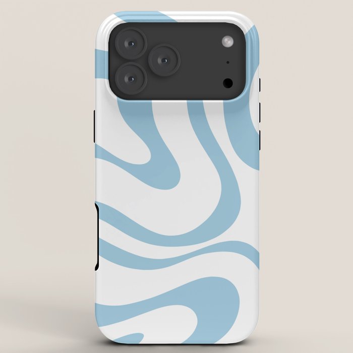 Retro Modern Liquid Swirl Abstract Pattern Square in Light Blue and White iPhone Case Gallery Image 8