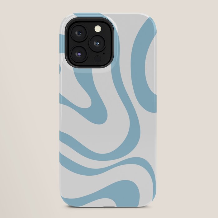 Retro Modern Liquid Swirl Abstract Pattern Square in Light Blue and White iPhone Case Gallery Image 28