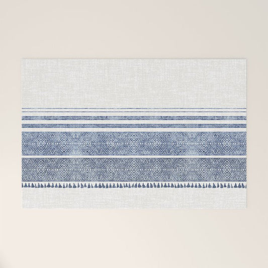 FRENCH LINEN CHAMBRAY TASSEL Welcome Mat Gallery Image 1