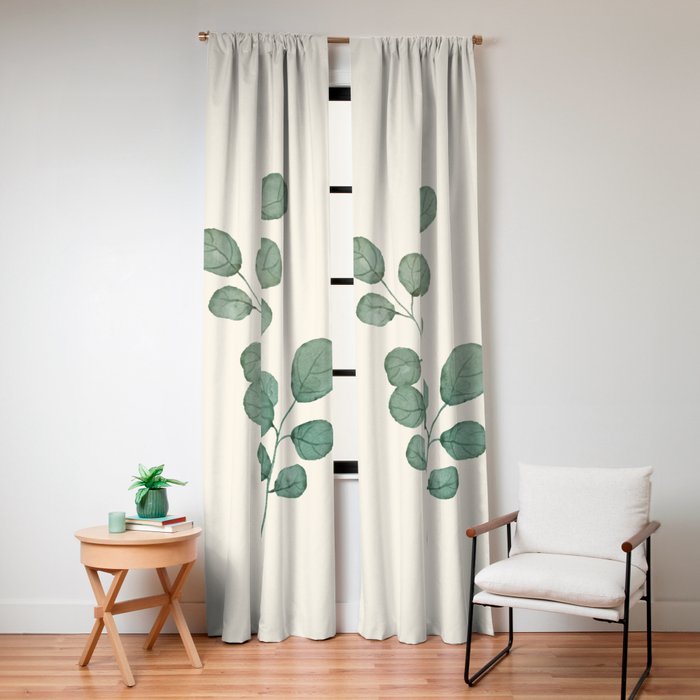 Watercolor Eucalyptus Window Curtain Gallery Image 4