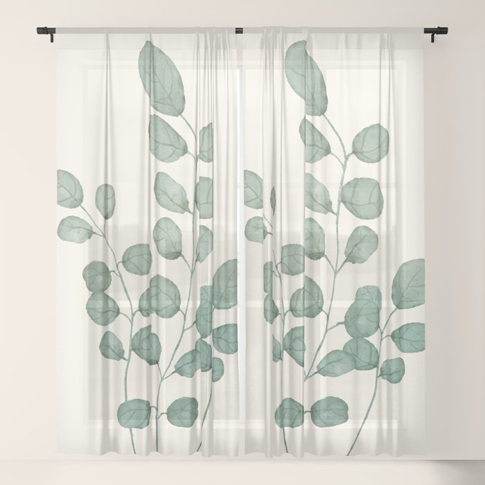 Watercolor Eucalyptus Window Curtain Gallery Image 17