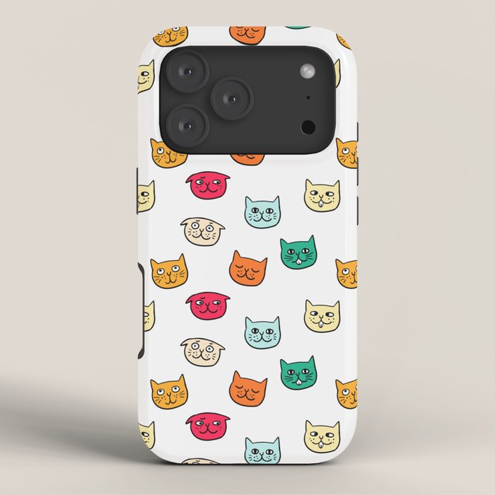 Cat heads in colors iPhone Case Gallery Image 3