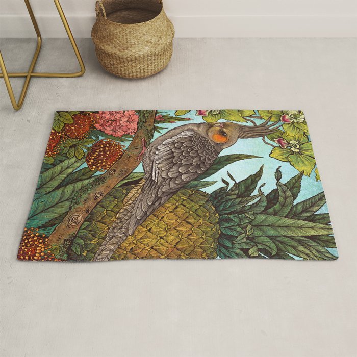 Cockatiel And Pineapple Rug Gallery Image 1
