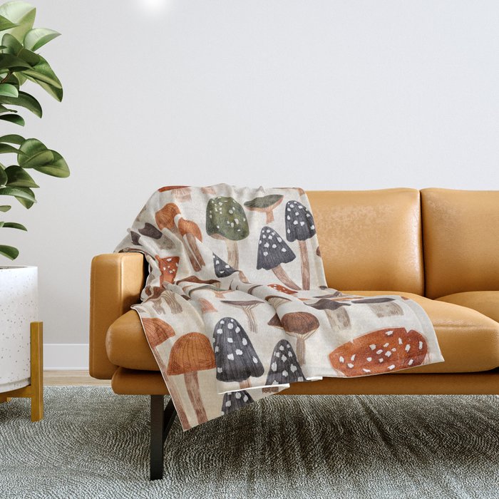 Mushrooms Throw Blanket Gallery Image 1