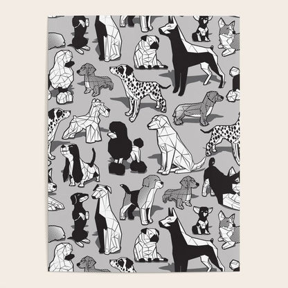 Geometric sweet wet noses // grey background black and white dogs Poster Gallery Image 4