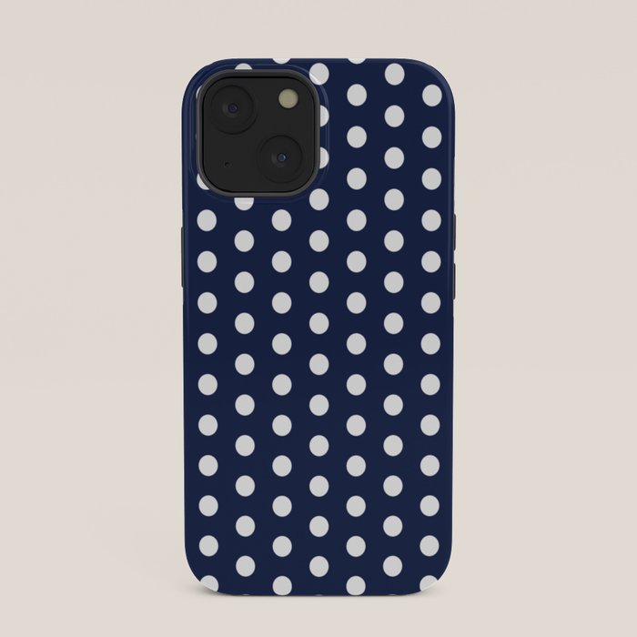 Navy Blue Polka Dots Minimalist Line Drawing iPhone Case Gallery Image 33