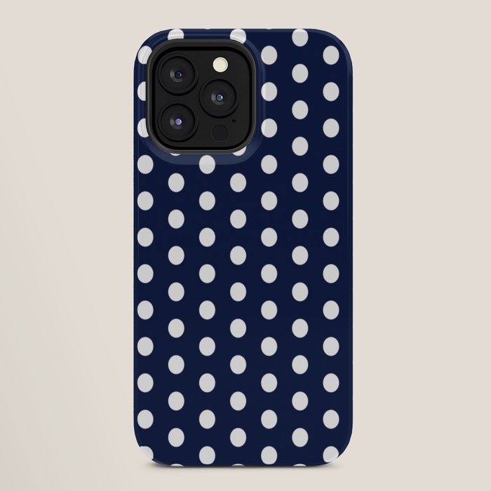 Navy Blue Polka Dots Minimalist Line Drawing iPhone Case Gallery Image 28
