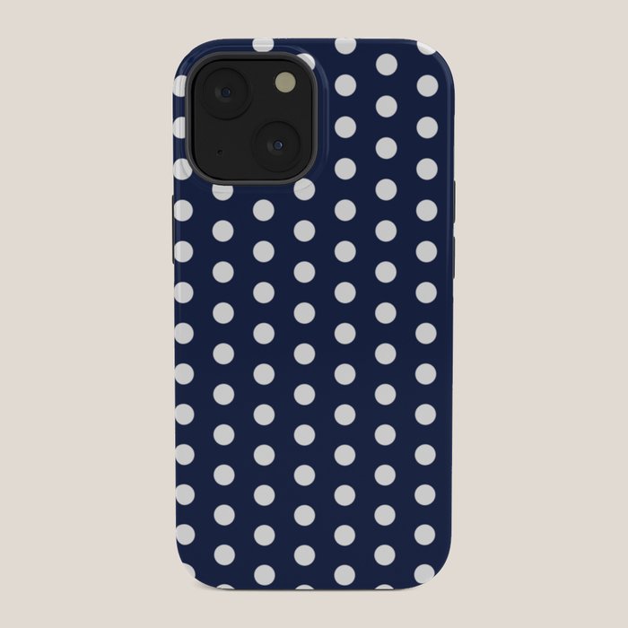 Navy Blue Polka Dots Minimalist Line Drawing iPhone Case Gallery Image 34