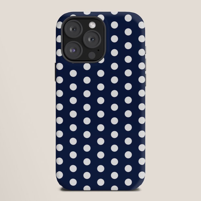 Navy Blue Polka Dots Minimalist Line Drawing iPhone Case Gallery Image 12