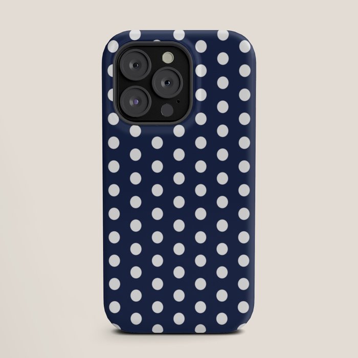 Navy Blue Polka Dots Minimalist Line Drawing iPhone Case Gallery Image 19
