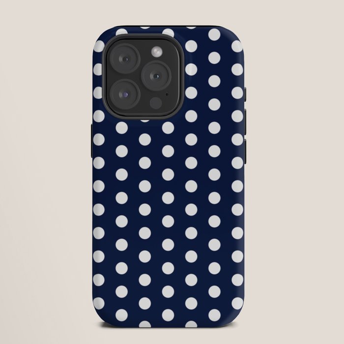 Navy Blue Polka Dots Minimalist Line Drawing iPhone Case Gallery Image 11