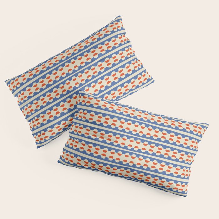 Dots and Lines - Blue and Red Pillow Sham Gallery Image 2