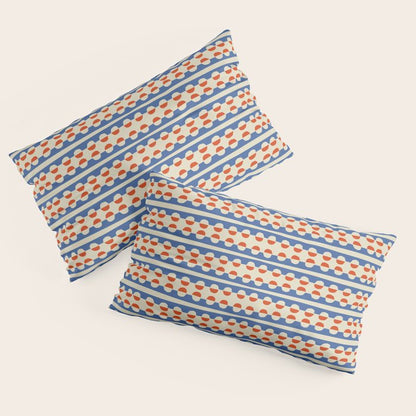 Dots and Lines - Blue and Red Pillow Sham Gallery Image 2