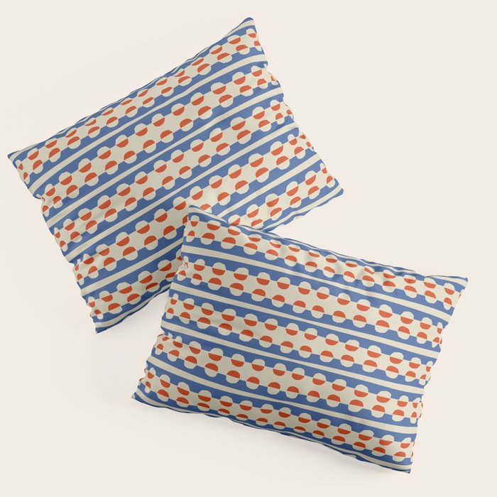 Dots and Lines - Blue and Red Pillow Sham Gallery Image 3