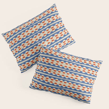 Dots and Lines - Blue and Red Pillow Sham Gallery Image 3