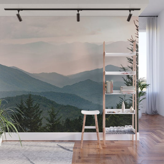 Smoky Mountain Pastel Sunset Wall Mural Gallery Image 1