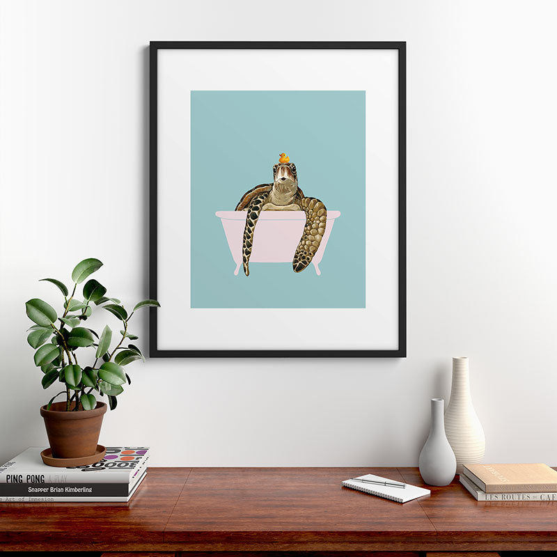 Sea Turtle in Bathtub Framed Art Print Gallery Image 9