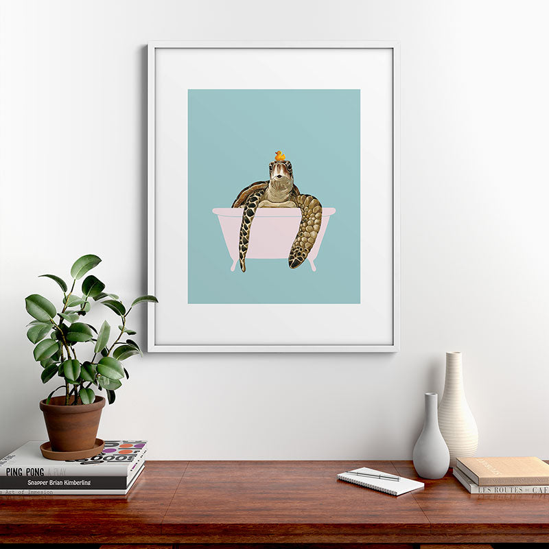 Sea Turtle in Bathtub Framed Art Print Gallery Image 39