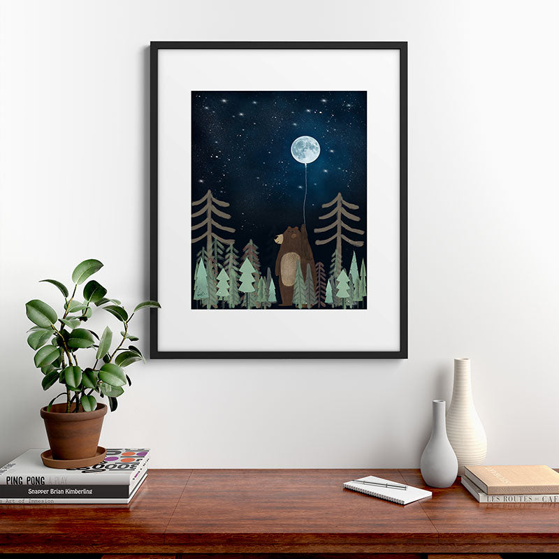 the moon balloon Framed Art Print Gallery Image 9