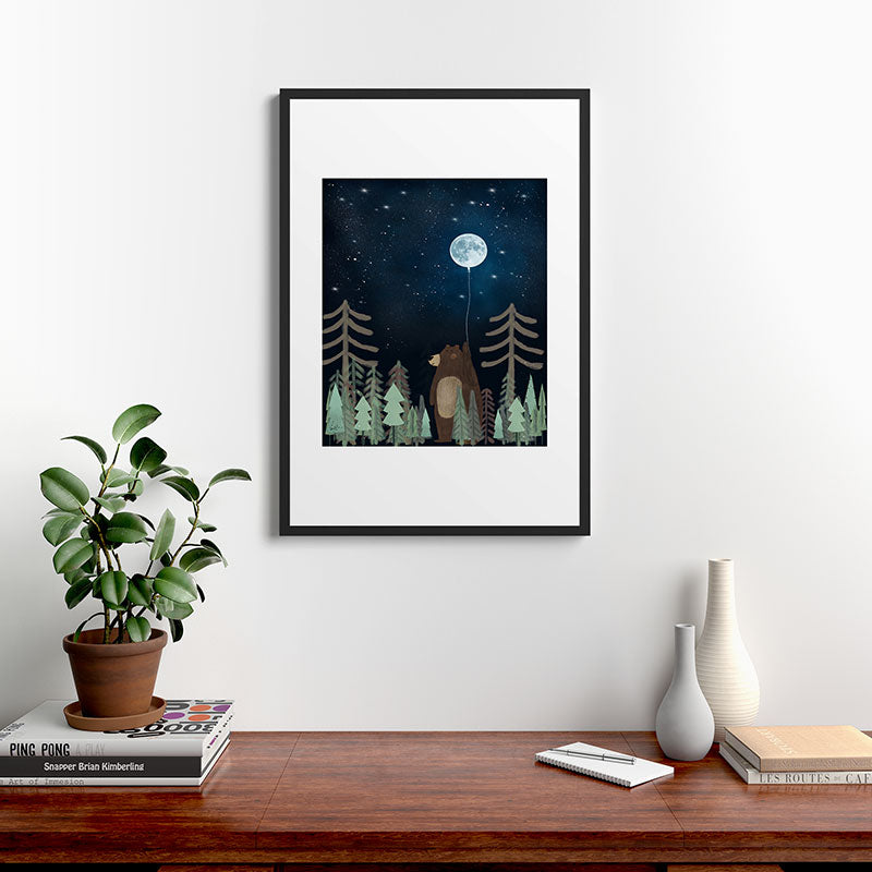 the moon balloon Framed Art Print Gallery Image 8