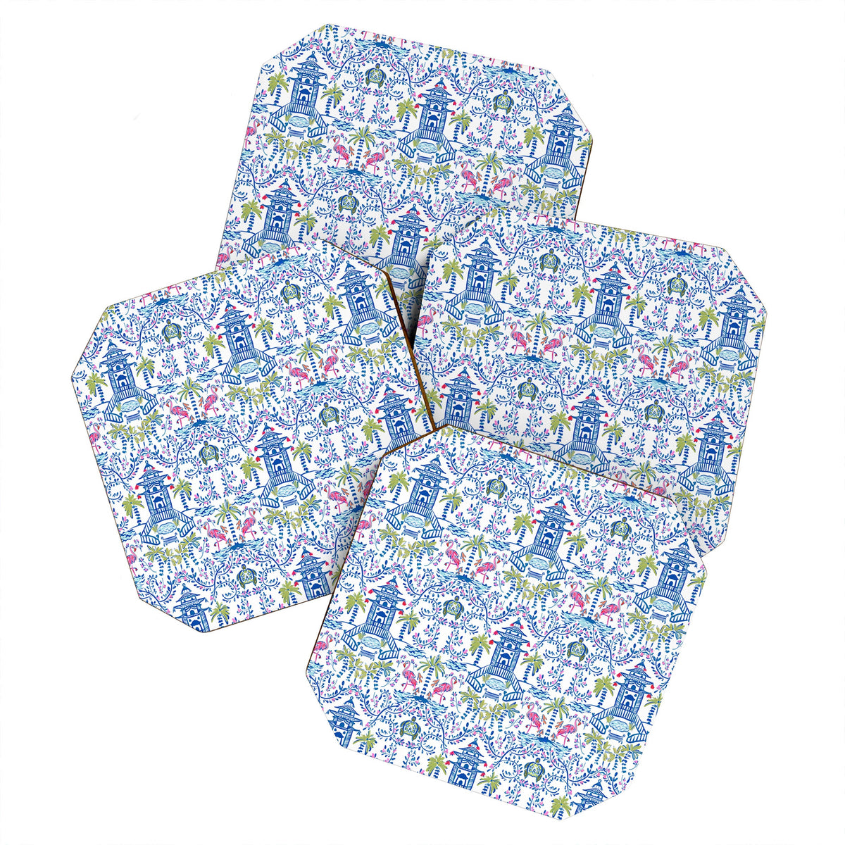 Colorful Coastal Chinoiserie Coaster Gallery Image 1