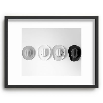 Cowboy Hat Wall - Black and White Framed Art Print Gallery Image 61