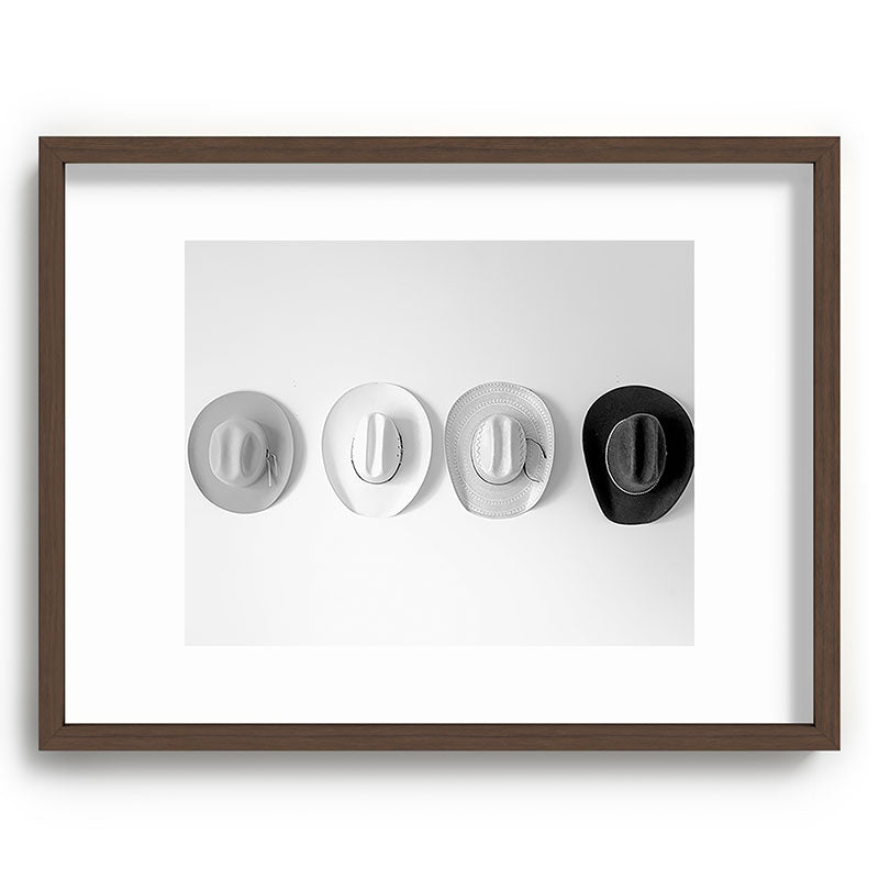 Cowboy Hat Wall - Black and White Framed Art Print Gallery Image 66