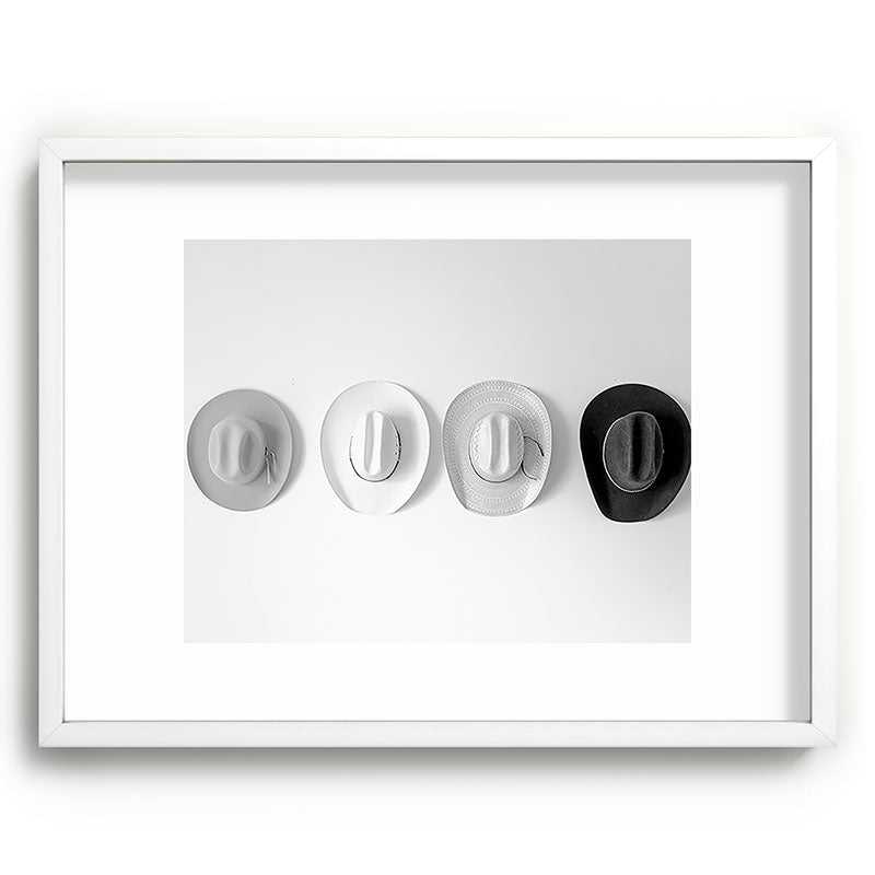 Cowboy Hat Wall - Black and White Framed Art Print Gallery Image 79