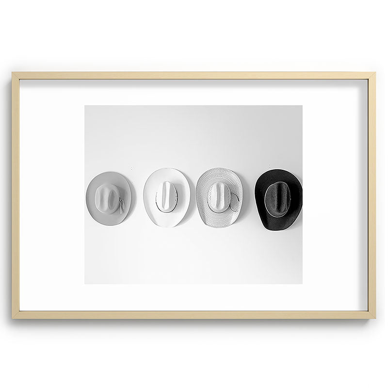 Cowboy Hat Wall - Black and White Framed Art Print Gallery Image 74