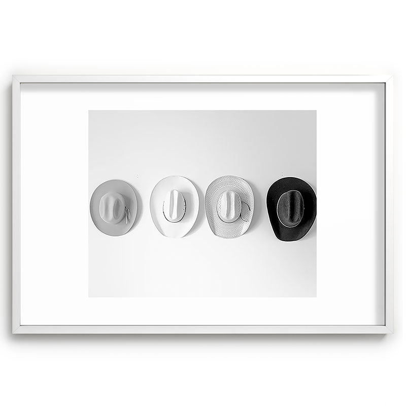 Cowboy Hat Wall - Black and White Framed Art Print Gallery Image 80