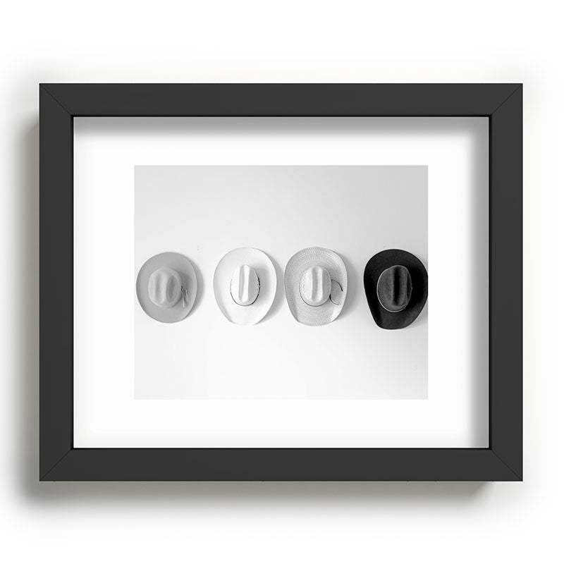 Cowboy Hat Wall - Black and White Framed Art Print Gallery Image 57