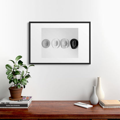 Cowboy Hat Wall - Black and White Framed Art Print Gallery Image 6
