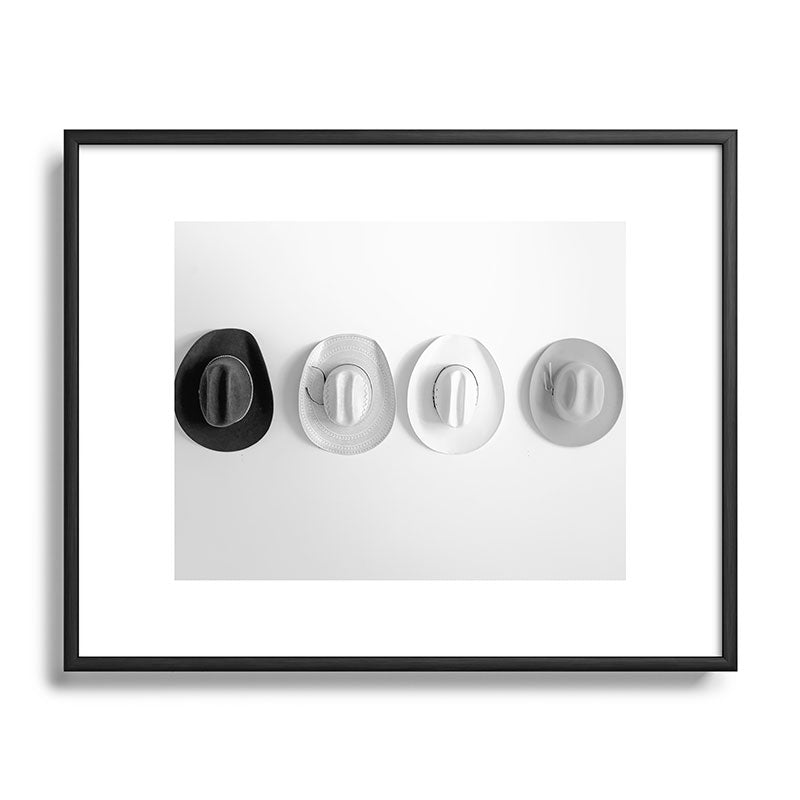 Cowboy Hat Wall - Black and White Framed Art Print Gallery Image 81