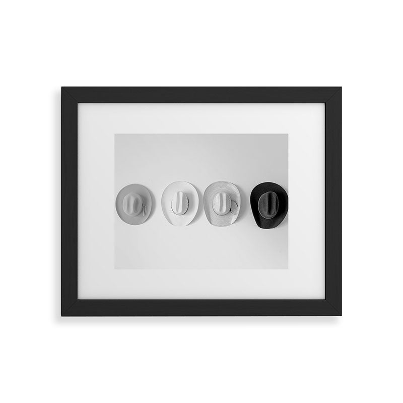 Cowboy Hat Wall - Black and White Framed Art Print Gallery Image 29