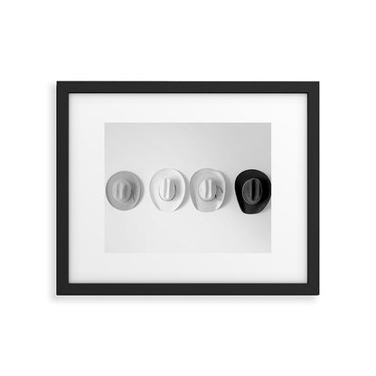 Cowboy Hat Wall - Black and White Framed Art Print Gallery Image 5