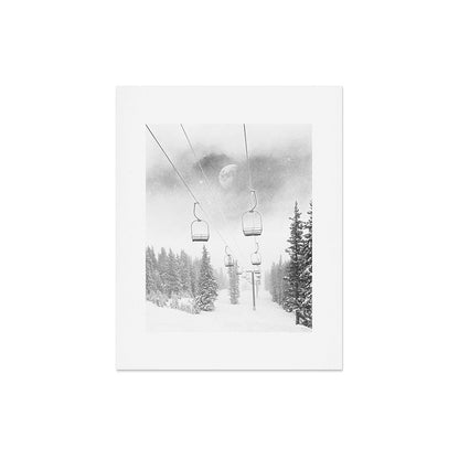 Ski Lift Moon Break // Riding the Mountain at Copper Colorado Luna Sky Peeking Foggy Clouds Art Print Gallery Image 7