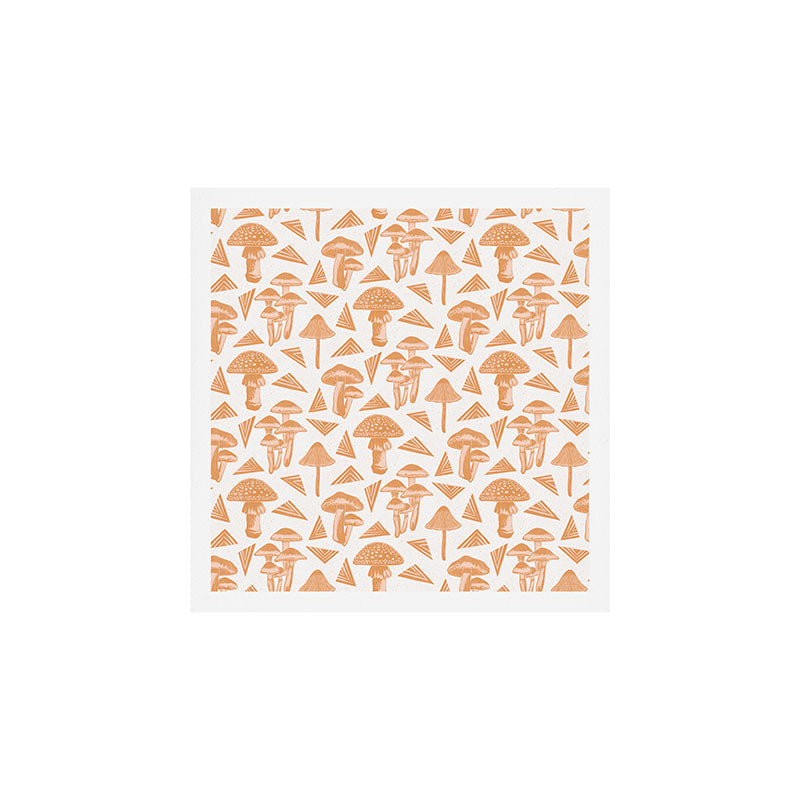 Block-print Mushrooms - ochre and blush pink Art Print Gallery Image 2