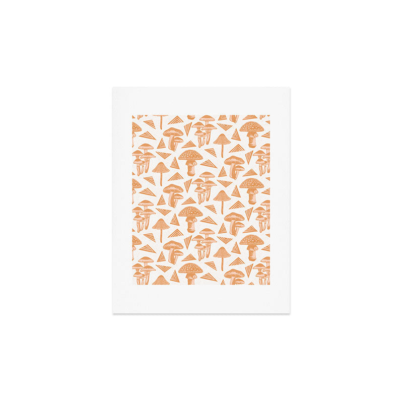 Block-print Mushrooms - ochre and blush pink Art Print Gallery Image 3