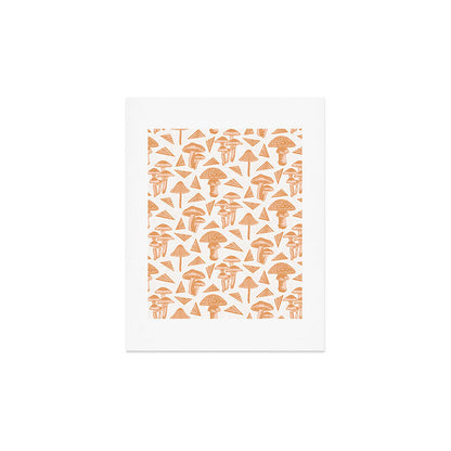 Block-print Mushrooms - ochre and blush pink Art Print Gallery Image 3