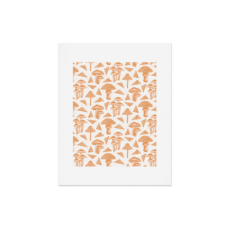 Block-print Mushrooms - ochre and blush pink Art Print Gallery Image 6