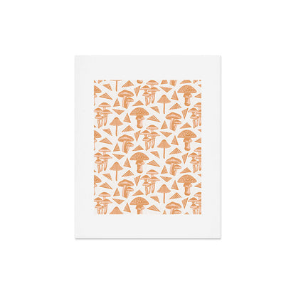 Block-print Mushrooms - ochre and blush pink Art Print Gallery Image 7