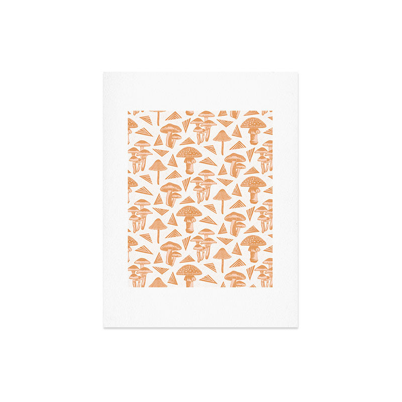 Block-print Mushrooms - ochre and blush pink Art Print Gallery Image 8