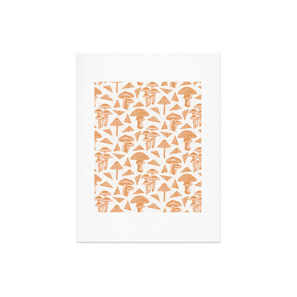 Block-print Mushrooms - ochre and blush pink Art Print Gallery Image 8