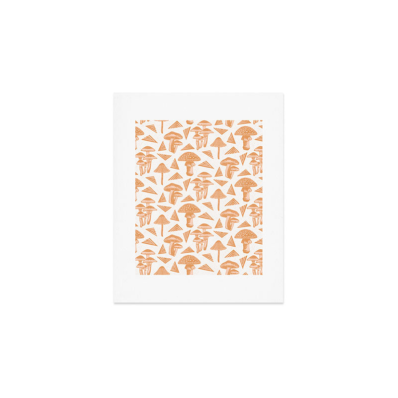 Block-print Mushrooms - ochre and blush pink Art Print Gallery Image 1