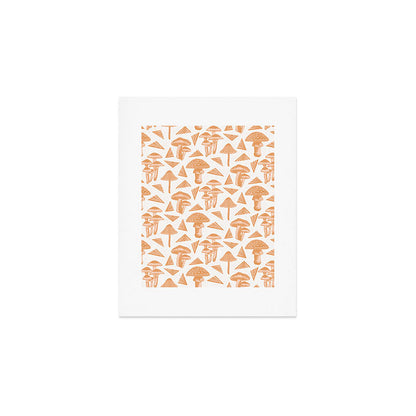 Block-print Mushrooms - ochre and blush pink Art Print Gallery Image 1